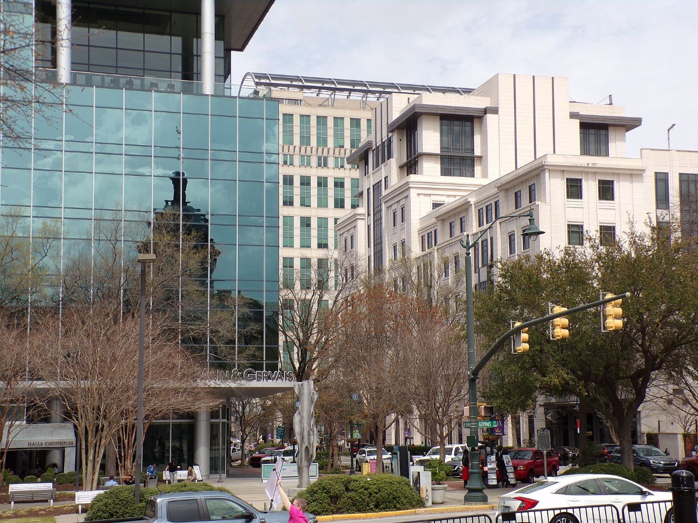 Main and Gervais Streets in downtown Columbia, seen from the State House grounds